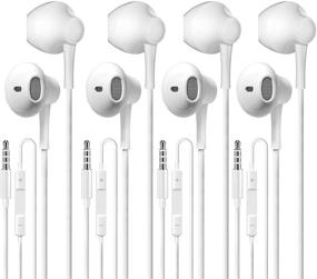 img 4 attached to 🎧 4 Pack Volume-Control Earbuds with Mic, Noise Cancelling in-Ear Headphones Wired, Powerful Bass, Compatible with Android Phone, Smartphone, Computer, Laptop, iPod - Improved Version