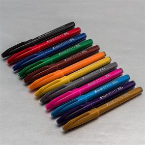 img 2 attached to 🎨 Pentel Arts Sign Pen Touch: Наконечник с кистью Fude, 12 разноцветных маркеров на подставке - универсальный творческий инструмент для художников и каллиграфов!