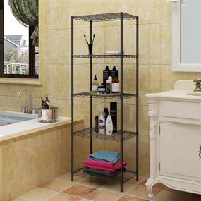 img 3 attached to 🏬 HOMEFORT 5-Tier Wire Shelving: Durable Metal Storage Rack for Pantry, Closet, Kitchen, and Laundry Organization in Black