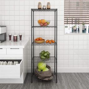 img 1 attached to 🏬 HOMEFORT 5-Tier Wire Shelving: Durable Metal Storage Rack for Pantry, Closet, Kitchen, and Laundry Organization in Black