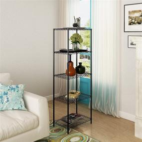 img 2 attached to 🏬 HOMEFORT 5-Tier Wire Shelving: Durable Metal Storage Rack for Pantry, Closet, Kitchen, and Laundry Organization in Black