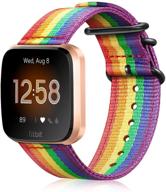 fintie soft nylon replacement bands for fitbit versa 2 / versa/versa lite - vibrant wristband accessories for fitbit versa smart watch logo