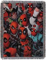 🎯 marvel's deadpool woven tapestry throw blanket - 'we are all here' 48" x 60" multi color logo