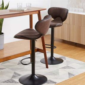 img 2 attached to 🪑 CangLong Swivel Adjustable Barstool Set - Counter Height Chairs with Backrest and Footrest for Bar, Kitchen, Dining, Living Room, and Bistro Pub - Retro Brown (Pack of 2)