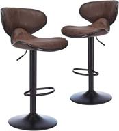 🪑 canglong swivel adjustable barstool set - counter height chairs with backrest and footrest for bar, kitchen, dining, living room, and bistro pub - retro brown (pack of 2) logo