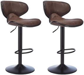 img 3 attached to 🪑 CangLong Swivel Adjustable Barstool Set - Counter Height Chairs with Backrest and Footrest for Bar, Kitchen, Dining, Living Room, and Bistro Pub - Retro Brown (Pack of 2)