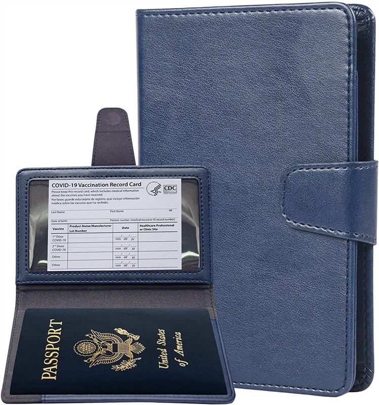 teskyer passport vaccine leather protector travel accessories for passport covers 로고