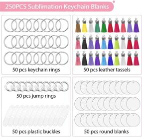 img 2 attached to 🔑 200 PCS Bulk MDF Sublimation Keychain Blanks with 50 PCS 2 Inch Double-Sided Heat Transfer Keychain Blanks Circle - Includes Key Rings, Jump Rings, Leather Tassels - Ideal for DIY Art Craft Ornament Supplies and Office Tags