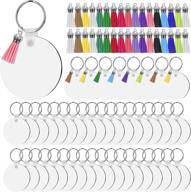 🔑 200 pcs bulk mdf sublimation keychain blanks with 50 pcs 2 inch double-sided heat transfer keychain blanks circle - includes key rings, jump rings, leather tassels - ideal for diy art craft ornament supplies and office tags logo