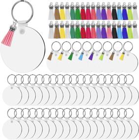 img 4 attached to 🔑 200 PCS Bulk MDF Sublimation Keychain Blanks with 50 PCS 2 Inch Double-Sided Heat Transfer Keychain Blanks Circle - Includes Key Rings, Jump Rings, Leather Tassels - Ideal for DIY Art Craft Ornament Supplies and Office Tags