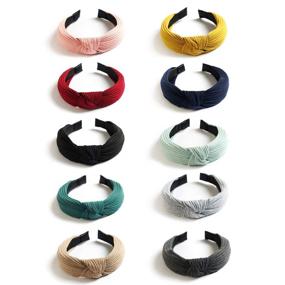 img 4 attached to 🎀 Kisslife 10 Pack Wide Headbands: Knot Turban Hair Band, Elastic Plain Fashion Accessories for Women, Girls, and Children - 10 Colors