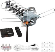 📡 five star outdoor hdtv antenna: 150 mile range, 360 degree rotation, remote control, installation kit with 40ft rg6 coax cable, supports 5tvs logo