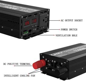 img 3 attached to 🔌 CAM2 1500W Pure Sine Wave Power Inverter - Peak 3000W, DC 12V to 110V AC with 1 AC Outlet and 2 LED Display