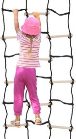 img 1 attached to 🏻 Hey! Play! Kids Climbing Cargo Net - Nylon Rope & Wooden Dowels Fun Outdoor Toy for Balance, Coordination, and Strength - Boys & Girls