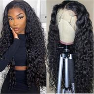 👩 lace front wigs human hair pre plucked water wave 13x4 lace frontal wigs with baby hair - black women, natural hairline, 150% density (20 inch) logo