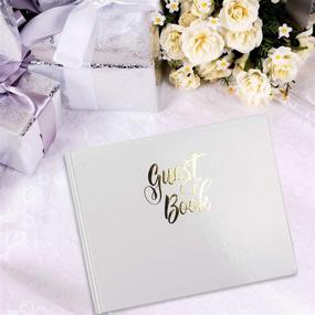 img 3 attached to 📔 Gold Foil White Hardcover Guestbook – 7&quot; x 9&quot; Wedding Registry & Guest Book with Name, Address, and Notes – 120 Pages