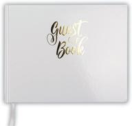 📔 gold foil white hardcover guestbook – 7&quot; x 9&quot; wedding registry & guest book with name, address, and notes – 120 pages логотип