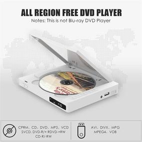 img 2 attached to 📀 Portable Palm-Size Mini DVD Player with Built-in Speaker | HD 1080P Upscaling | All Region Free | USB Input (White)