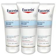 🌿 eucerin redness relief cleansing gel - fragrance free, gentle cleanser for sensitive skin - 6.8 fl. oz. tube (pack of 3) logo