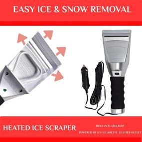 img 2 attached to ❄️ Heated Snow Ice Scraper for Car - Electric Heated Auto Windshield Window Ice Scrapers with Flashlight, Squeegee - Save Time Cleaning Ice, 12V Socket Powered