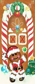 img 3 attached to 🏠 72X30 Inches Joiedomi Christmas Gingerbread House Window and Door Cover - Festive Holiday Decoration