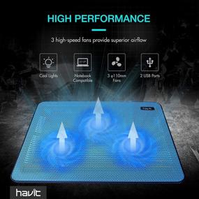 img 3 attached to 🔥 HAVIT HV-F2056 Slim Portable USB Powered Laptop Cooler Cooling Pad - 15.6-17 Inch (Blue) with 3 Fans