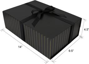 img 3 attached to 🎁 KaCoon аксессуары - Большая складная подарочная коробка с магнитной застежкой и длинной лентой, шикарный и простой стиль, 14”x9.5”x4.5”, матовый черный, подарочная коробка с магнитным замком.