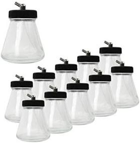 img 1 attached to 🎨 Master Airbrush 10-Pack of TB-004 Empty 2.7-Ounce (80cc) Glass Jar Bottles with 60° Down Angle Adaptor Lid Assembly - Ideal for Single-Action Siphon Feed Airbrushes by Master Badger Paasche, Iwata