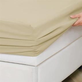 img 2 attached to BOURINA Twin Size Camel Fitted Sheet: Premium Quality 1-Piece Microfiber, Snug Fit, Wrinkle Free Solution