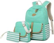 🎒 flymei cute backpack for girls - teal bookbag for school and travel, mint green lightweight daypack with 15 inch laptop compartment, 3 in 1 women's travel backpack logo