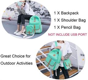 img 3 attached to 🎒 FLYMEI Cute Backpack for Girls - Teal Bookbag for School and Travel, Mint Green Lightweight Daypack with 15 Inch Laptop Compartment, 3 in 1 Women's Travel Backpack