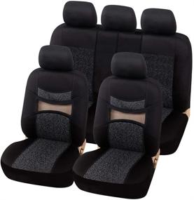 img 4 attached to 🚗 AUTOYOUTH Gray Ethnic Style Auto Seat Covers with Baja Saddle Blanket Weave - Full Set Seat Protectors and Accessories with Back Seat Zippers - Suitable for 40/60, 40/20/40, and 50/50 Split