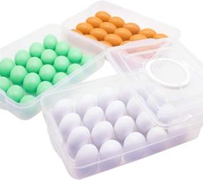 img 1 attached to 🥚 HANSGO 3-Layer Deviled Egg Tray with Lid, Egg Holder Carrier Box Dispenser Container with Handle for 60 Eggs