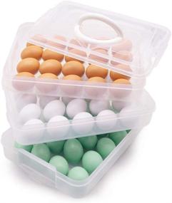 img 4 attached to 🥚 HANSGO 3-Layer Deviled Egg Tray with Lid, Egg Holder Carrier Box Dispenser Container with Handle for 60 Eggs