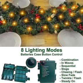 img 2 attached to 🎄 AMENON 9 Ft 100LED Prelit Artificial Christmas Garland Lights Timer 8 Modes: Snowy Bristle Pinecone Berry Xmas Decorations for Mantle, Fireplace, Indoor & Outdoor Home