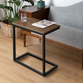 img 3 attached to 🛋️ Rustic Brown AZL1 Life Concept C Sofa Side Table - Metal Frame, End Snack Wood Finish, Sliding Couch Tables That Fit Under for Living Room and Small Spaces - Easy Assembly