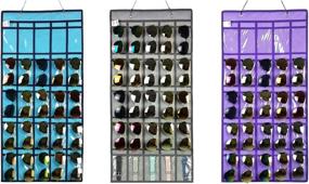 img 2 attached to 💙 Hanging Sunglasses Organizer & Eyewear Storage - 25 Slot Glasses Storage Wall Pocket Display Case (Blue, 25 Pockets)