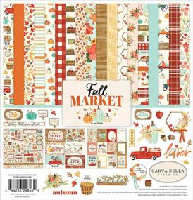 img 1 attached to 🍁 Explore Autumn Delights with Carta Bella Paper Company Fall Market Collection Kit - Vibrant Orange, Red, Teal, Cream, Brown, and Green Paper