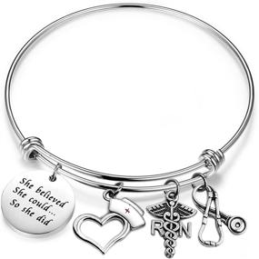 img 4 attached to 🏥 Nurse Bracelet - Inspiring She Believed She Could, So She Did! Perfect RN Charm Bracelet for Nurse Graduation Gift