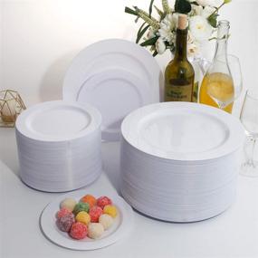 img 2 attached to 🍽️ 50Pcs White Plastic Dinner Plates 10.25 Inch - Premium Disposable Plates, Safe and Reusable - Perfect for Parties or Weddings