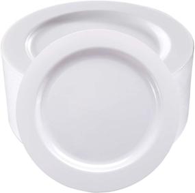 img 4 attached to 🍽️ 50Pcs White Plastic Dinner Plates 10.25 Inch - Premium Disposable Plates, Safe and Reusable - Perfect for Parties or Weddings