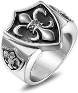 nanmuc vintage punk fleur de lis rings - unisex stainless steel statement ring for men and women - available in sizes 8-12 - perfect birthday gift logo