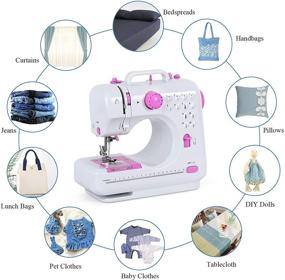 img 2 attached to BTY Portable Sewing Machine: Mini Home Electric Handheld Small Crafting Mending Sewing 🧵 Machines with Foot Pedal, 12 Built-in Stitches for Beginners - Industrial Style in Pink