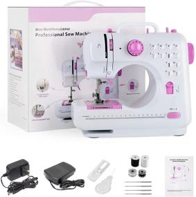 img 4 attached to BTY Portable Sewing Machine: Mini Home Electric Handheld Small Crafting Mending Sewing 🧵 Machines with Foot Pedal, 12 Built-in Stitches for Beginners - Industrial Style in Pink