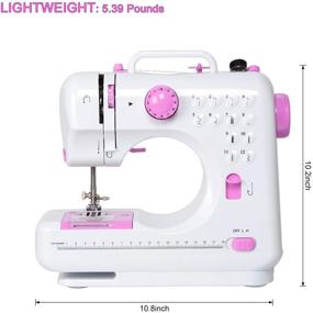 img 3 attached to BTY Portable Sewing Machine: Mini Home Electric Handheld Small Crafting Mending Sewing 🧵 Machines with Foot Pedal, 12 Built-in Stitches for Beginners - Industrial Style in Pink