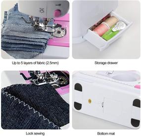 img 1 attached to BTY Portable Sewing Machine: Mini Home Electric Handheld Small Crafting Mending Sewing 🧵 Machines with Foot Pedal, 12 Built-in Stitches for Beginners - Industrial Style in Pink