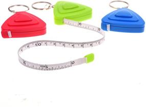 img 3 attached to Set of 3 Keychain Retractable Ruler Measuring Tapes in Assorted Vibrant Colors