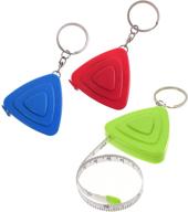 set of 3 keychain retractable ruler measuring tapes in assorted vibrant colors logo