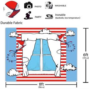 img 3 attached to 🎈 Funnytree 8x6FT Durable Fabric Cartoon Window Kite Photography Backdrop Red White Stripes Background for Kid Baby Shower Birthday Party Decoration Banners, Supplies, Favors, Photo Booth, Washable