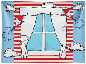 img 4 attached to 🎈 Funnytree 8x6FT Durable Fabric Cartoon Window Kite Photography Backdrop Red White Stripes Background for Kid Baby Shower Birthday Party Decoration Banners, Supplies, Favors, Photo Booth, Washable